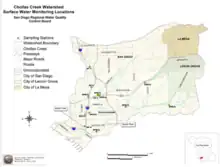 A map showing the watershed of Chollas Creek