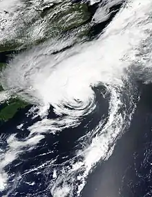 Satellite picture of Chris affecting Canada after becoming an extratropical cyclone