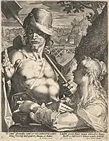 Christ and Mary Magdalene in the garden. Sadeler engraving after Bartholomeus Spranger