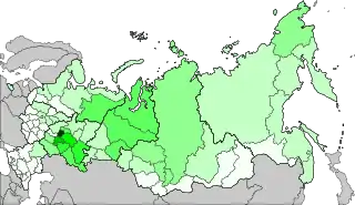 Distribution of Chuvashs, 2010