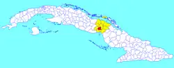 Ciego de Ávila municipality (red) within (Cuba)