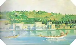 The old Çırağan Palace in 1840, which was replaced by the current one in 1863–1867