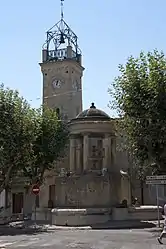 The clock tower in Clarensac