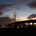 View of the Clark Bridge spanning the Mississippi River from the Alton, Illinois side