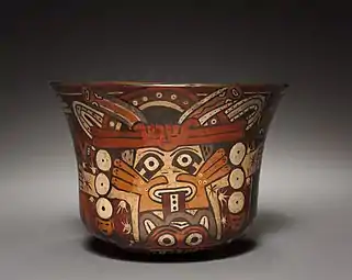 Nasca bowl; c. 100 BC; earthenware with colored slips; diameter: 12.8 × 17.7 cm; overall: 13 cm; from Peru; Cleveland Museum of Art (Cleveland, Ohio, U.S.)