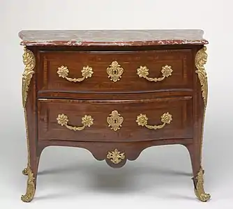 Chest of drawers, circa 1720, Kingwood with gilt-metal mounts and marble, Cleveland Museum of Art