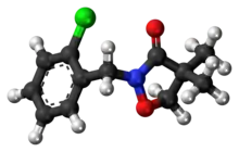 Ball-and-stick model of the clomazone molecule