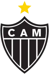 Club badge: an edged black shield with a white orle; the letters CAM in white in the upper part, with a horizontal white line below them; four vertical white stripes in the lower part; a golden star above the emblem.