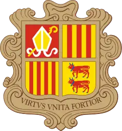 Coat of arms of the principality of Andorra (1607).