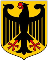 Reichsadler (1928–1935) of the Weimar Republic and Bundesadler (1950–present) of the Federal Republic of Germany