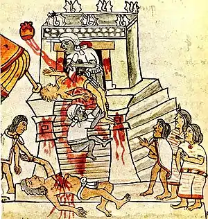 Human sacrifice as shown in the Codex Magliabechiano