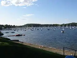 View of Malletts Bay (part of Lake Champlain) from Bayside Park near the center of Colchester