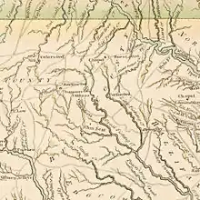 A map showing the general layout of rivers, homes, and settlements in Bute County, North Carolina