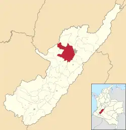 Location of the municipality and town of Palermo, Huila in the Huila Department of Colombia.