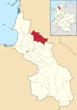 Location of the municipality and town of Ovejas in the Sucre Department of Colombia