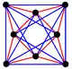 3{3}3,  or , with 8 vertices in black, and 8 3-edges colored in 2 sets of 3-edges in red and blue