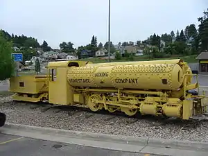 Compressed-air locomotive used at the Homestake Mine, 1928–1961