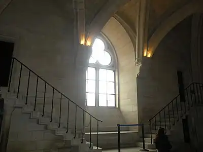 Stairways in the Salle des gardes to the Argent and Cesar towers