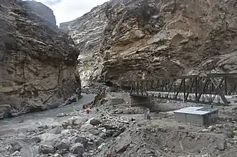 NH-505 enters Spiti Valley from bridge over Sutlej river