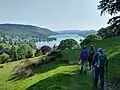 Looking south from fells onto Coniston Water.