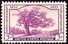 Postage stamp depicting a tree