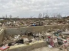 Destroyed homes along North McBroom Chapel Road and Hensley Drive near U.S. 70N, where most of the fatalities occurred.