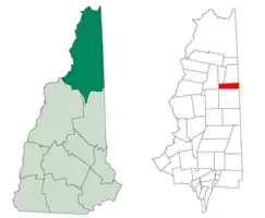 Location in Coös County, New Hampshire