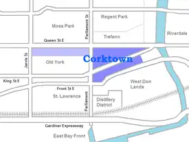 Map of Corktown according to City of Toronto