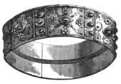 A black and white illustration of an oval crown