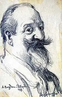 Anonymous sketch of Bogdan-Pitești, 1917 (signed Correggio)