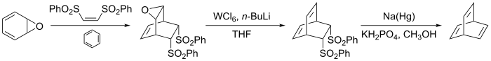 Synthesis of barrelene reported by Cossu et al. in 1997.