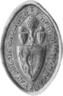 Greyscale illustration of the counter-seal of Alan's daughter, Dervorguilla.