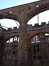 Tie rods and anchor plates in the ruins of Coventry Cathedral