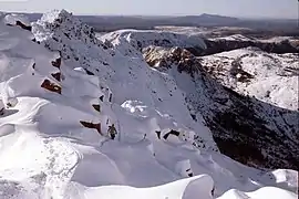 The summit ridge of Cradle Mountain