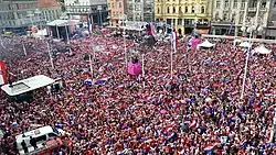 Fan celebrations at the square a day after 2018 FIFA World Cup Final, 16 July 2018