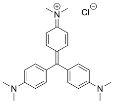 Kekulé, skeletal formula of a crystal violet minor tautomer