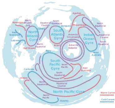 Map of gyres centered near the south pole (click to enlarge)