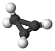 Ball and stick model of cyclopropene