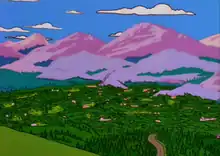 A sketch a new background specially created for the episode showing Cypress Creek with mountains in the background