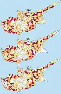 Distribution of Turkish Cypriots (1891, 1911, 1931)