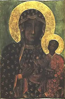 An icon of the Black Madonna of Częstochowa, one of the national symbols of Poland.