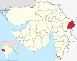 Location of district in Gujarat