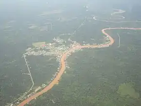 Aerial view of Dalat town. The river seen here is the Oya river.