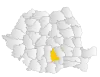 Map of Romania highlighting Dâmbovița County