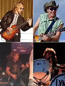 Upper left: Tommy Shaw, upper right: Ted Nugent, lower left: Jack Blades, lower right: Michael Cartellone