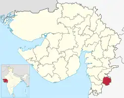 Location of Dang district in Gujarat