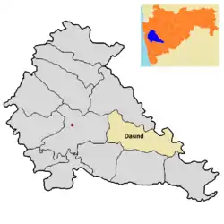 Location of Daund  in Pune district in Maharashtra