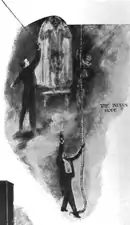 Illustration of David Devant performing the trick on stage