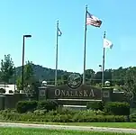 Welcome sign coming from Interstate 90 on Highway 16