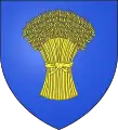 Arms of the Campdavaine family: a sheaf of oats (Camp d'avaine means field of oats in that family's Picard language)